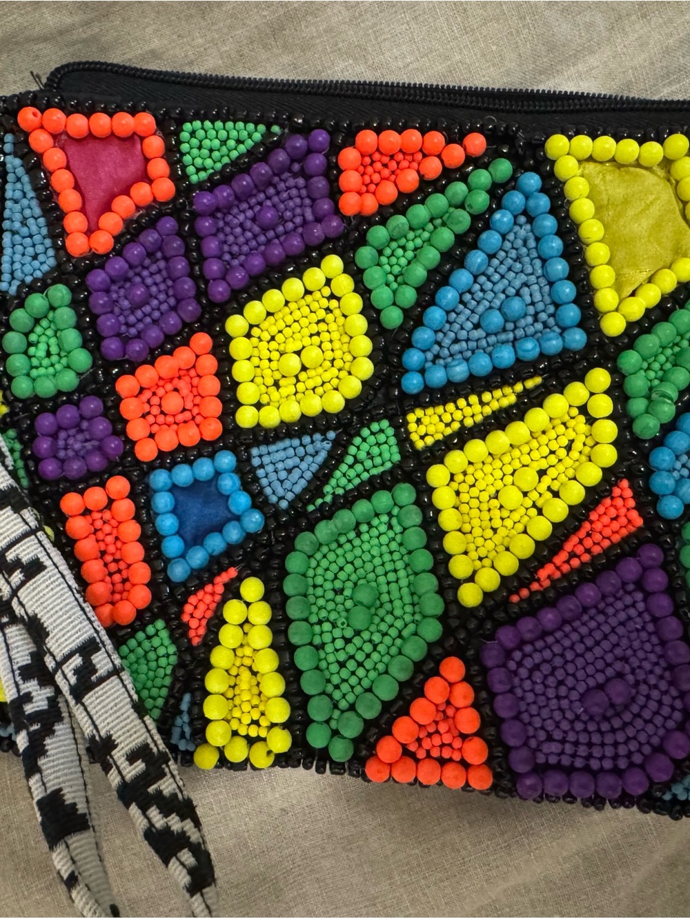 Essentiel Antwerp Colorful Beaded Geometric Wristlet Clutch Bag